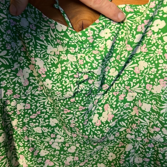 Zara Women's Med Midi Dress Floral Print Corset-Inspired  Side Slit Green Summer - Picture 9 of 9
